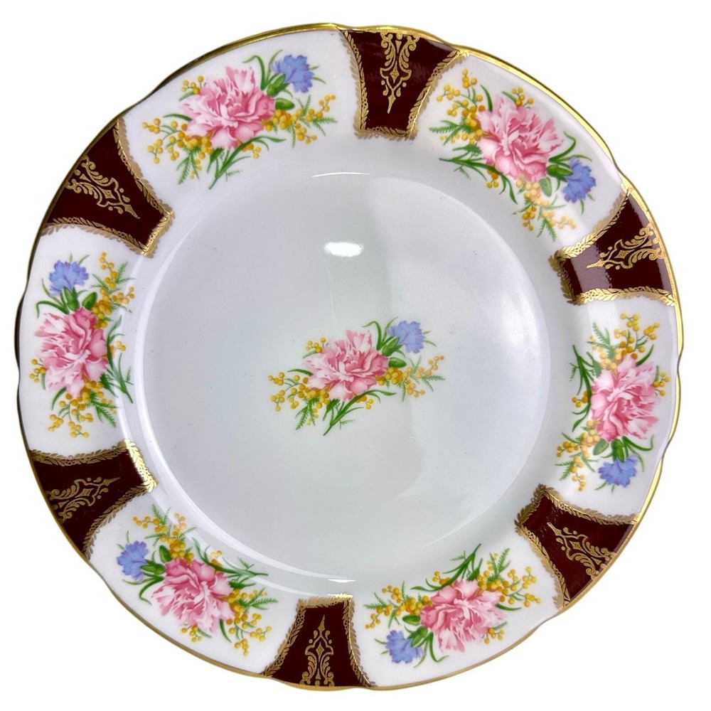 Royal Stafford Bone China Plate with Pink Carnations & Gold Trim, England